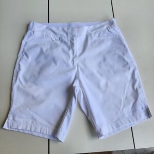Puma SE Way Bermuda Shorts Womens White Golf Twill Flat Front Casual Summer M